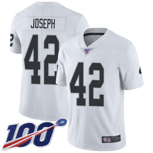Men Oakland Raiders Limited White Karl Joseph Road Jersey NFL Football #42 100th Season Vapor Jersey->nfl t-shirts->Sports Accessory